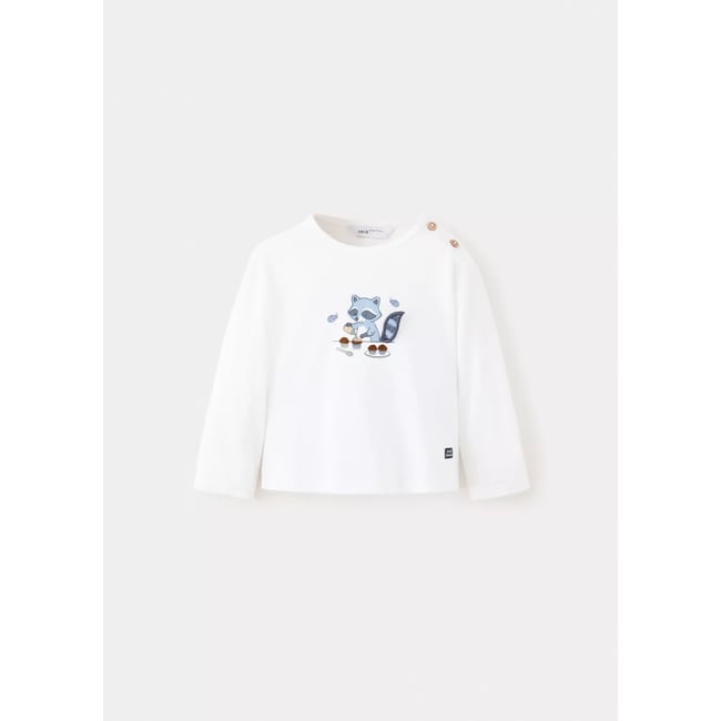 T-shirt détail imprimé blanc cassé <span itemprop=