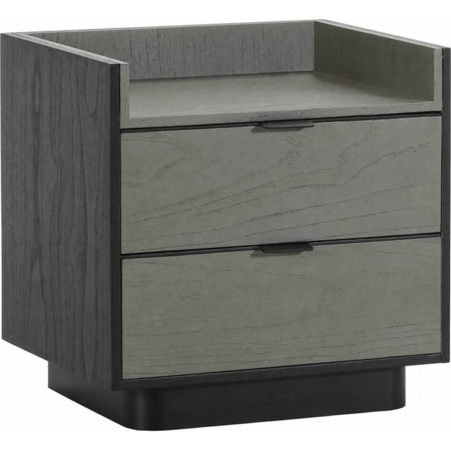 Table de chevet en cèdre et métal Couleur gris et noir <span itemprop=
