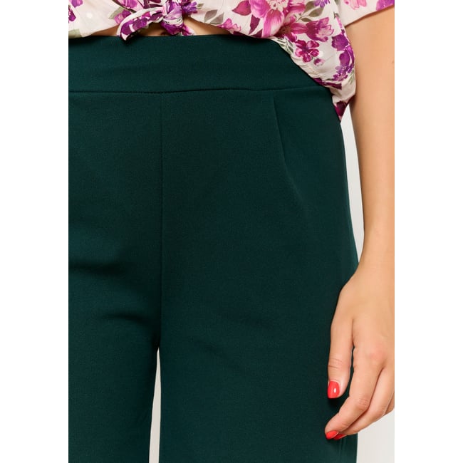 Pantalon évasé vert bouteille <span itemprop=