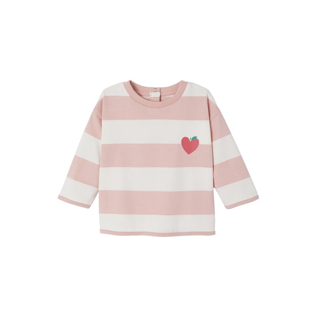 T-shirt manches longues rose poudré <span itemprop=