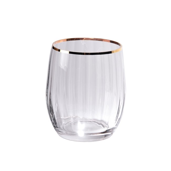 Boite de 6 gobelets bas filet or 30 cl Couleur transparent / cristal <span itemprop=