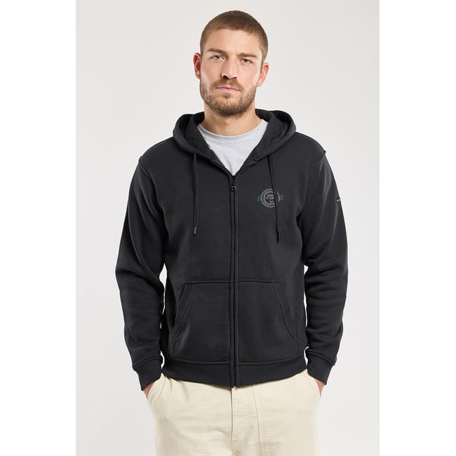 Sweat zippé Tout commence en Finistère en coton T C FINISTÈRE noir <span itemprop=