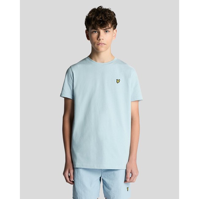T-shirt en coton col rond bleu opale <span itemprop=