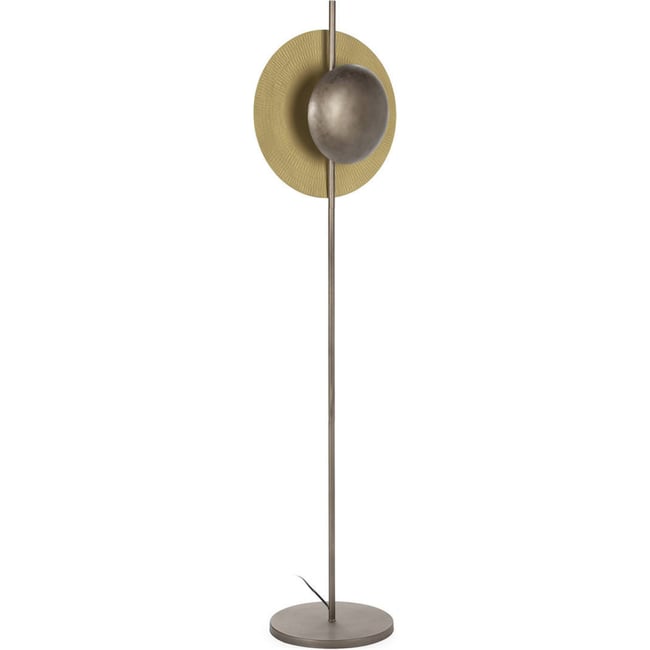 Lampadaire en métal esprit sculpture Couleur laiton vieilli et bronze vieilli <span itemprop=