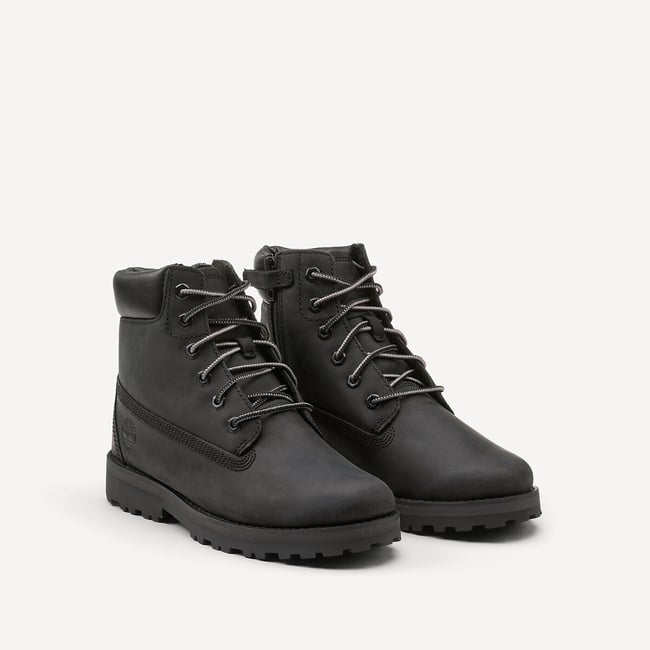 Bottines en cuir, à lacets et zippées, COURMA KID MID LACE noir <span itemprop=