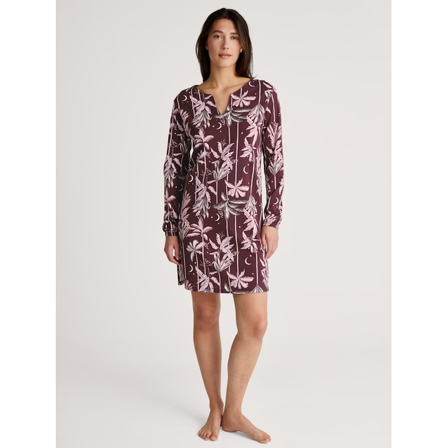 Chemise de nuit à manches longues, longueur 95 cm port royal red <span itemprop=