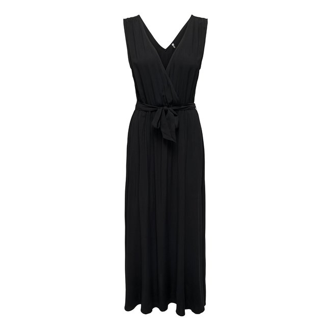 Sleeveless Maxi Dress with Tie-Waist, black, ONLY TALL