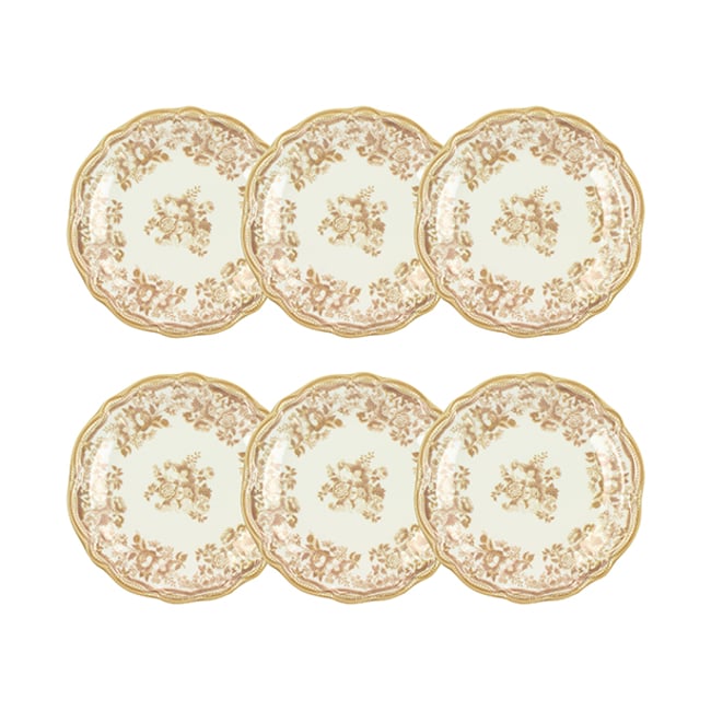 Lot de 6 assiettes à dessert en grès 20cm, FAUSTINE Couleur miel <span itemprop=