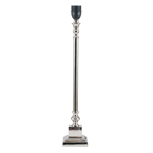 Claud Square Candlestick Table Lamp Base in Nickel, silver-coloured metal, SO'HOME