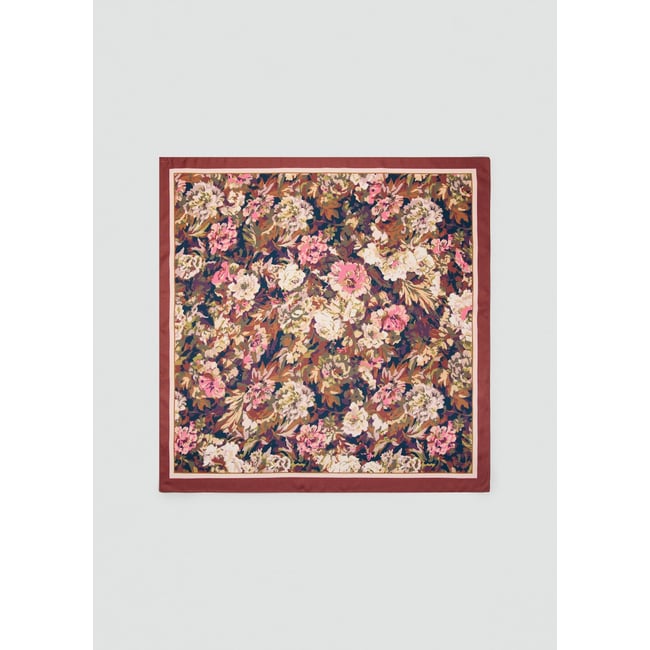 Foulard Marron Floral Multicolore 30x30 - Occasion - Décoratif Et Pratique