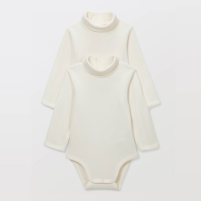 Lot de 2 bodies en coton uni ecru <span itemprop=