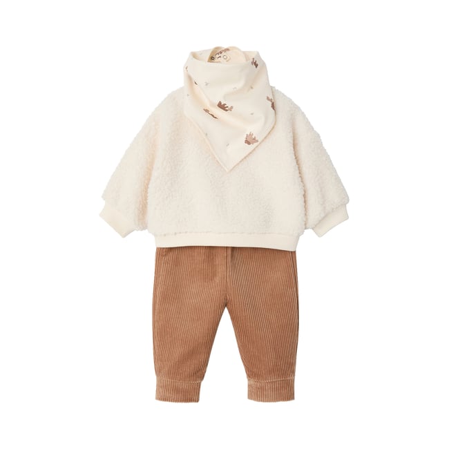 Ensemble 3 pièces naissance écru <span itemprop=