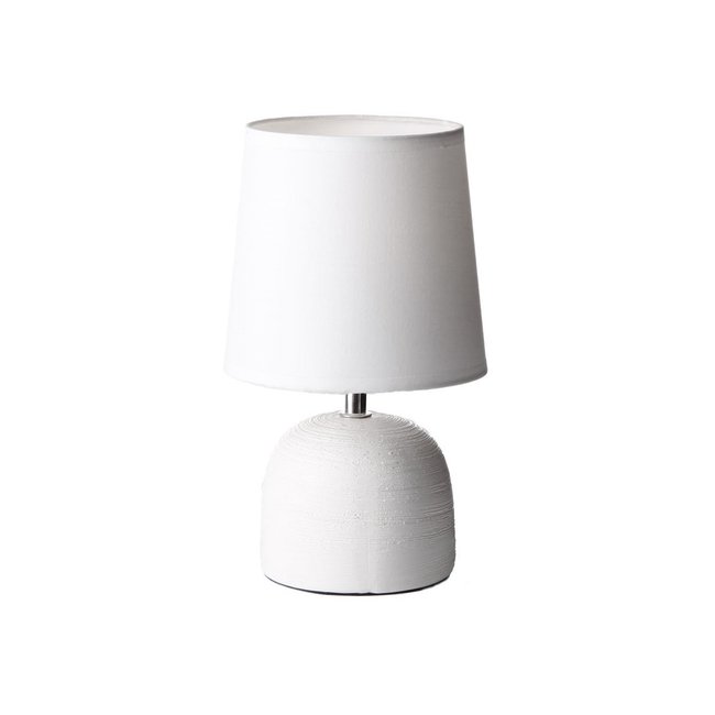 Lampe à poser ronde céramique blanche effet naturel - 16x16x27.5cm Couleur blanc <span itemprop=