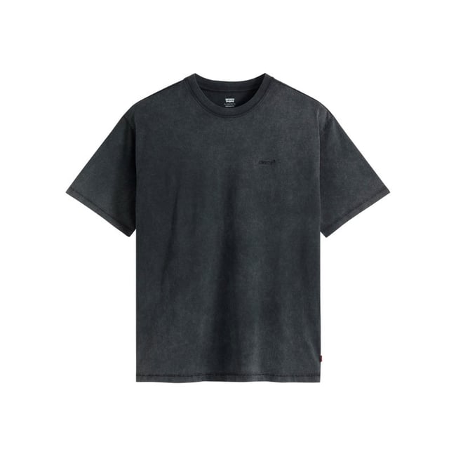 T-shirt en coton anthracite à coupe droite pourvu d'un col rond gris foncé <span itemprop=