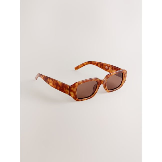 Lunettes de soleil rectangulaires brun écaille de tortue <span itemprop=
