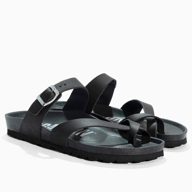 Tongs en cuir DIANE black <span itemprop=