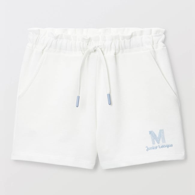Short sport taille élastiquée en molleton naturel <span itemprop=