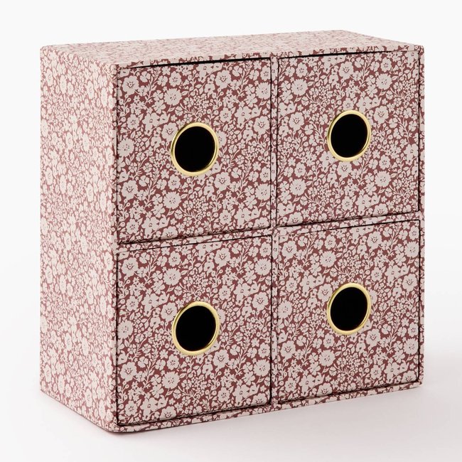 Boite de rangement 4 tiroirs Couleur merlot <span itemprop=