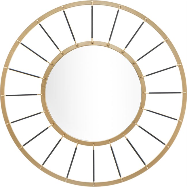 Miroir mural rond en fer graphique GLAM Couleur doré et noir <span itemprop=