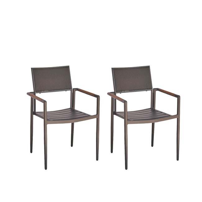 Lot de 2 fauteuils en teck massif et aluminium  SIENA noir <span itemprop=
