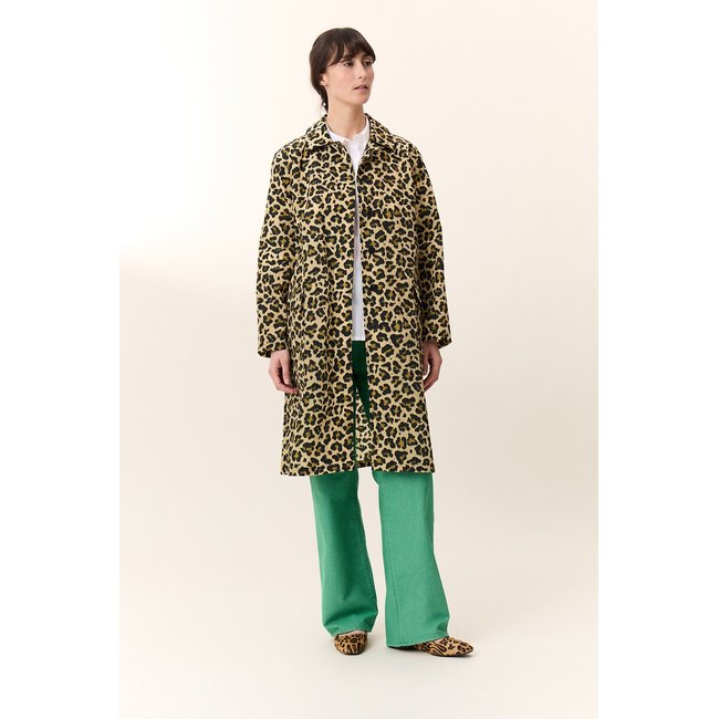 Lightweight trench coat with leopard print, Aviona Leo, beige leopard print, LEON & HARPER