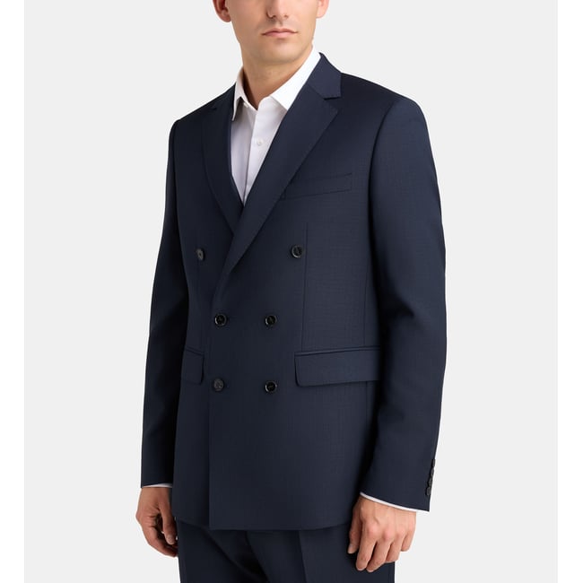 Veste de costume droite beni croisée laine italienne bleu marine <span itemprop=