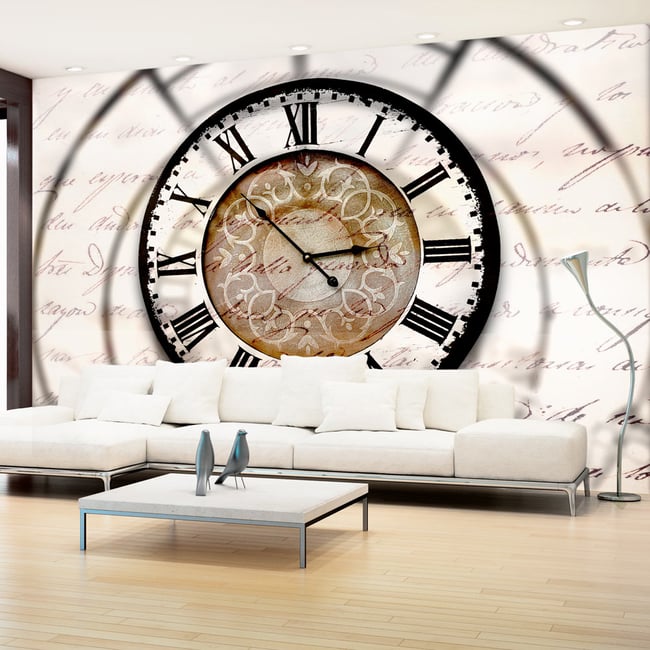 Papier peint intissé panoramique Textes Clock movement Couleur noir <span itemprop=