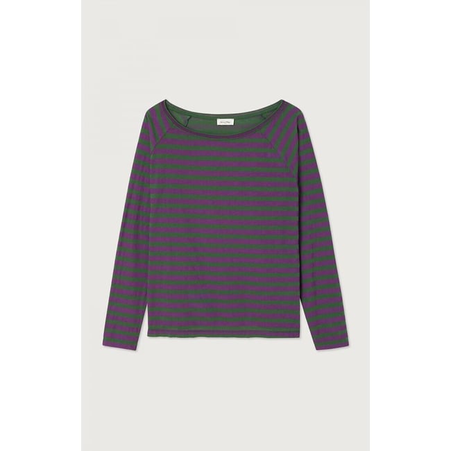 T-shirt rayé à manches longues, col bateau, LALOOM figue <span itemprop=