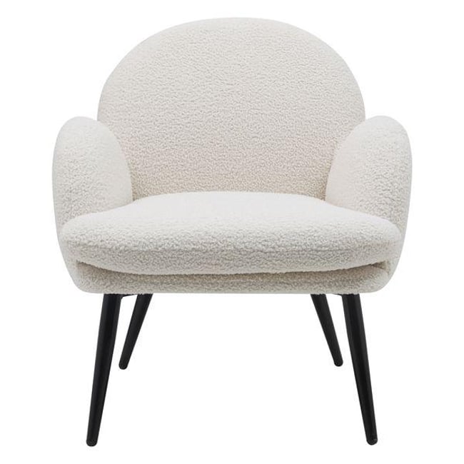 Fauteuil tissu effet laine bouclette Couleur blanc <span itemprop=