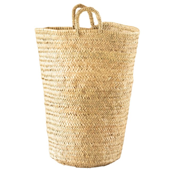 Grand panier en feuilles de palmier avec anse -  LOJI Couleur naturel <span itemprop=