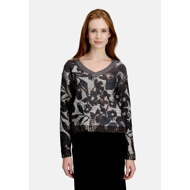 Pull-over en grosse maille à paillettes beige/marron <span itemprop=