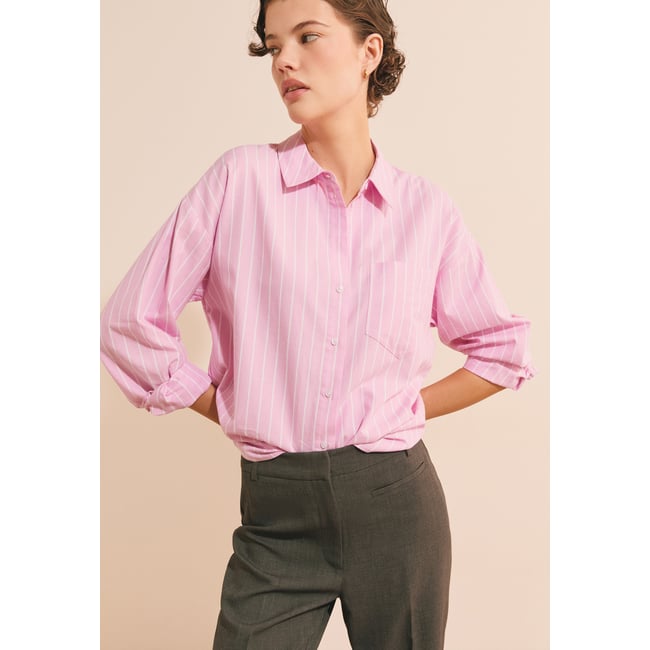 Chemise en coton ELEANOX RAY imp fond rose <span itemprop=