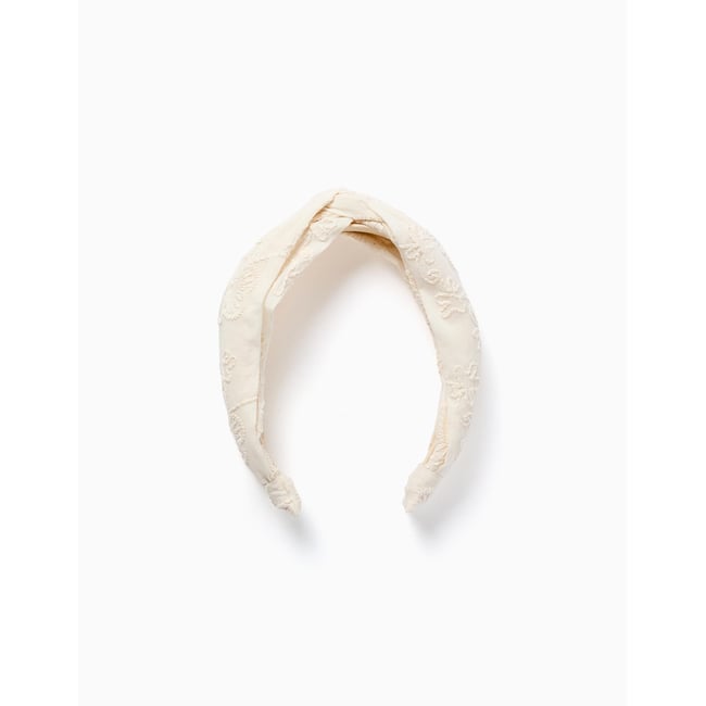 Serre-tête en coton avec broderie et nœud multicolore <span itemprop=