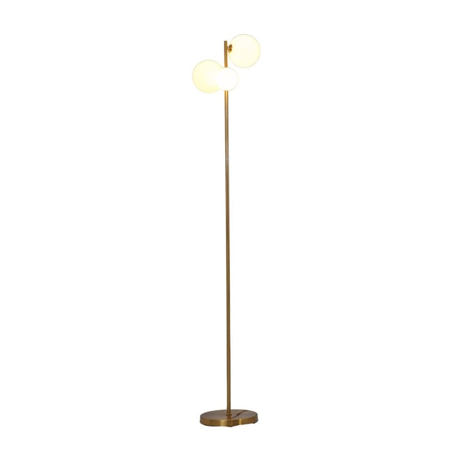 Lampadaire tendance laiton et verre - MELINDA Couleur laiton et blanc <span itemprop=