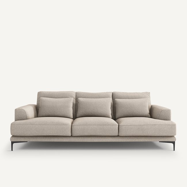 Sofá de 4 lugares em linho e viscose com textura, Marsile natural <span itemprop=