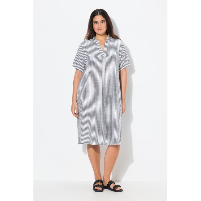 Robe oversize en lin mélangé, rayures - ULLA POPKEN