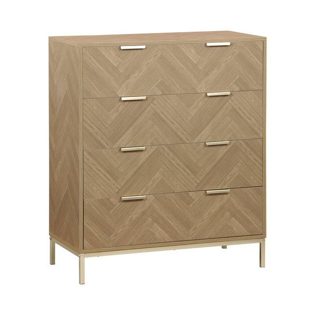 Commode de rangement décor chevrons 4 tiroirs BUDAPEST Couleur naturel <span itemprop=