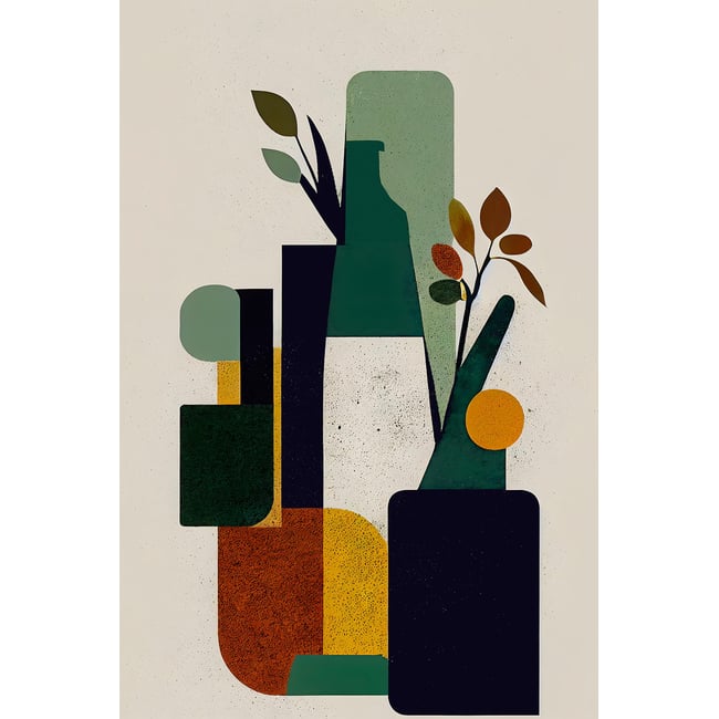 Tableau bouteille et plante - HEXOA
