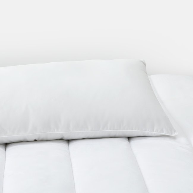 Traversin, ferme, plat et rectangulaire, enveloppe en coton Couleur blanc <span itemprop=