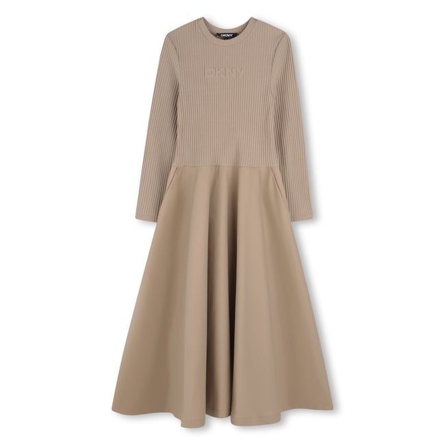 Longue robe bi-tissu gres <span itemprop=