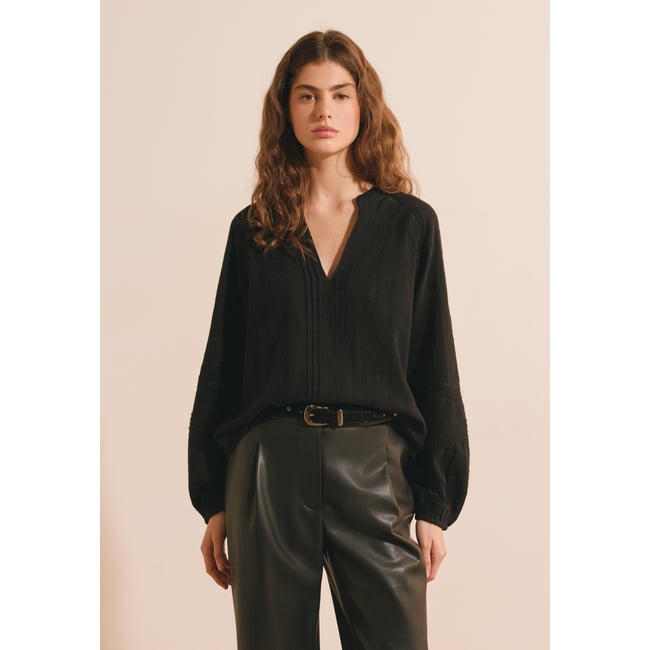 Blouse col V en coton BARBARA - ETAM