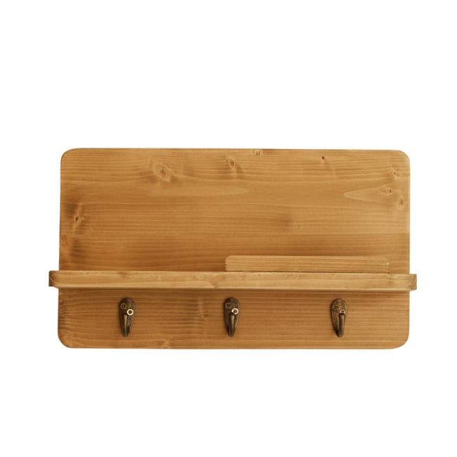 Porte-manteau mural sapin massif marron clair - LOTTE Couleur désert <span itemprop=