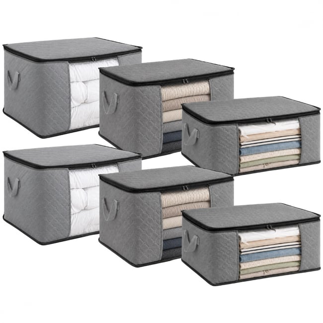 Lot de 6 sacs de rangement pliable pour vêtements, linge de maison avec poignées - VIVEZEN