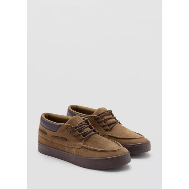 Chaussures lacées cuir marron moyen <span itemprop=