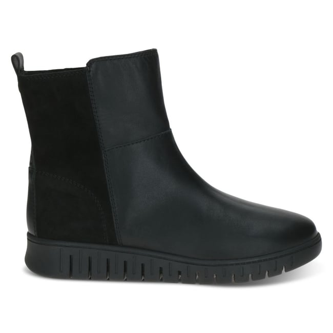 Bottine en cuir noir zèbre <span itemprop=