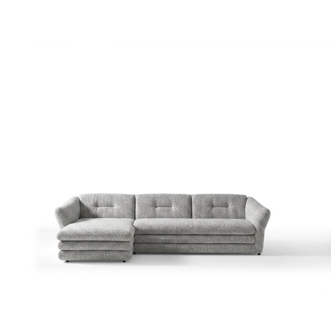 Canapé d'angle fixe 4 places en tissu chiné, MARBLE - BOBOCHIC