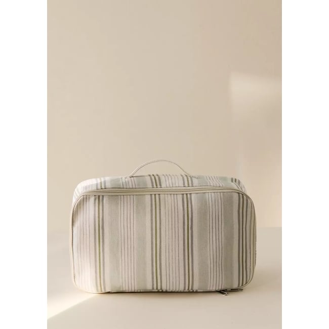 Panier 100 % coton à rayures multiples Couleur rouge-orangé <span itemprop=