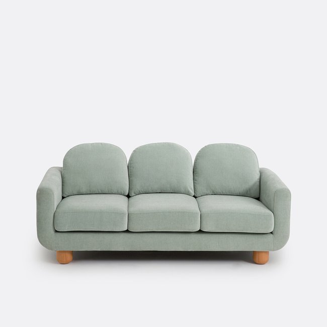 Canapé velours, Mimiji Couleur eucalyptus <span itemprop=