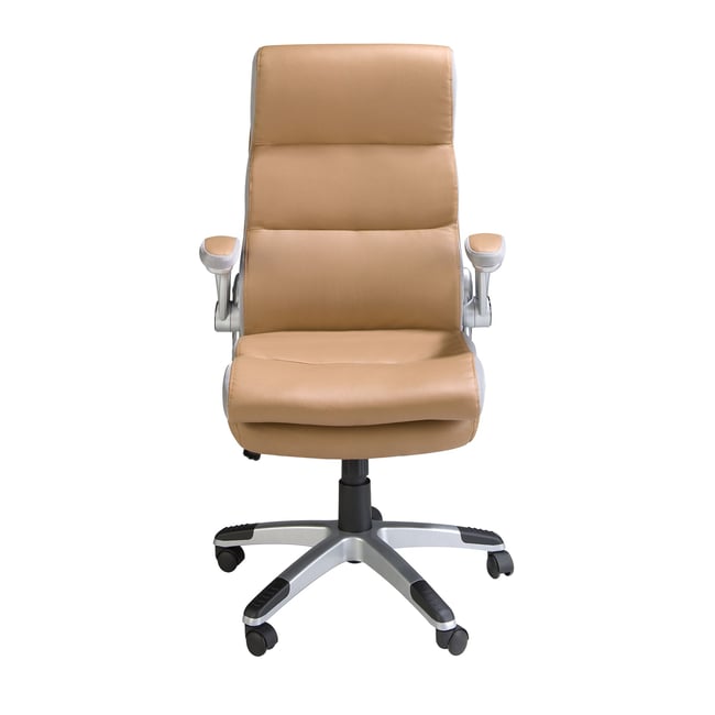 Fauteuil de bureau pivotante en similicuir marron Couleur marron | gris | acier <span itemprop=