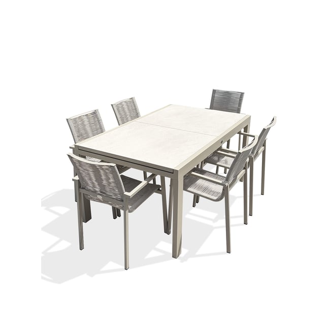 Ensemble repas de jardin 6 places KALIBO grège <span itemprop=